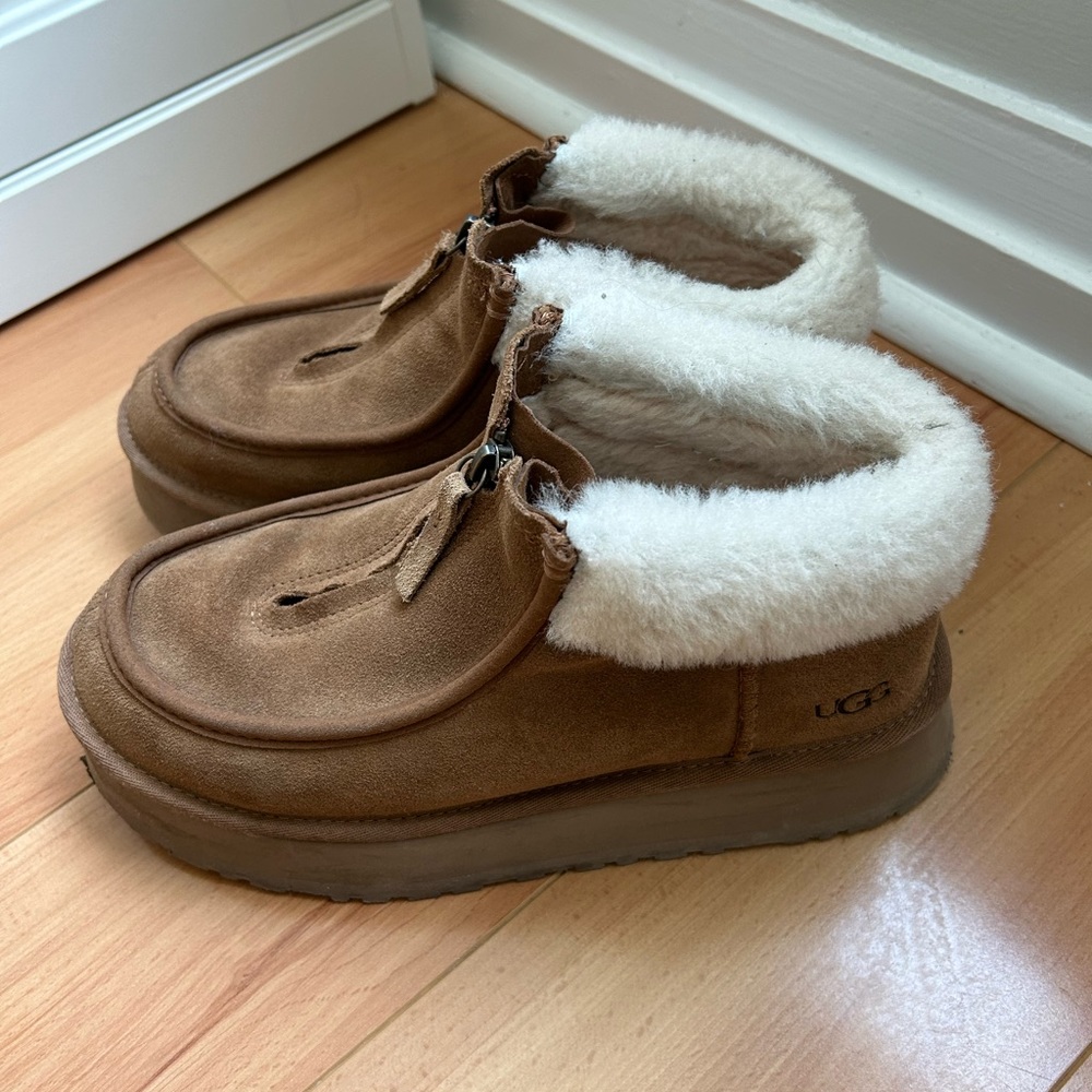 Ugg Funkette Platform Zip Boot with Fur Cuff